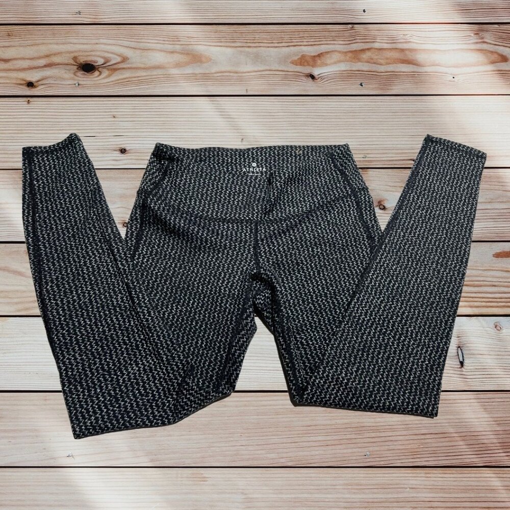 Athleta black/gray striped leggings Size Small